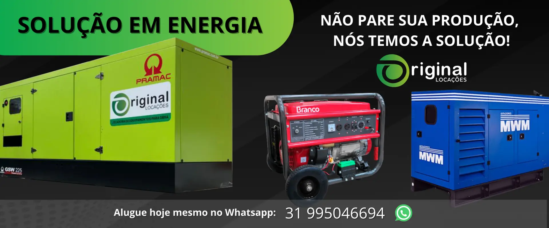 Locação de gerador de energia